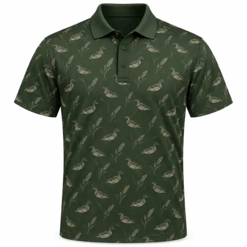 Wigeon Grass Medley Moss Sand Polo Shirt - Front view