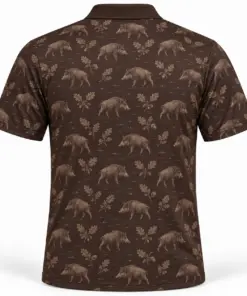 Wild Boar Oak Etching Espresso Taupe Polo Shirt - Back view