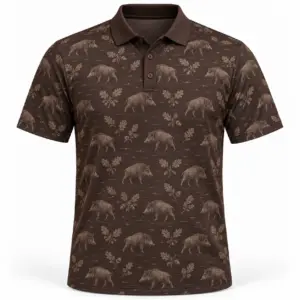 Wild Boar Oak Etching Espresso Taupe Polo Shirt