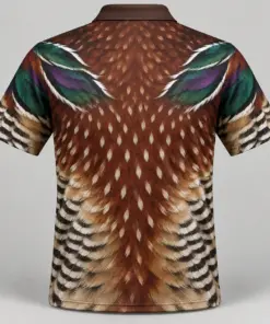 Wood Duck Feathers Chestnut Emerald Polo Shirt - Back view